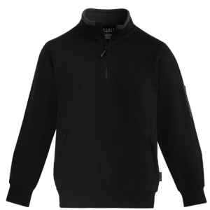 Unisex 1/4 Zip Brushed Fleece Pullover, Black/Charcoal, North Harbour Ford Service