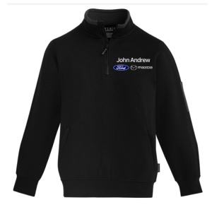 Mens 1/4 Zip Brushed Fleece, Black/Charcoal, John Andrew Service, Penrose & Henderson