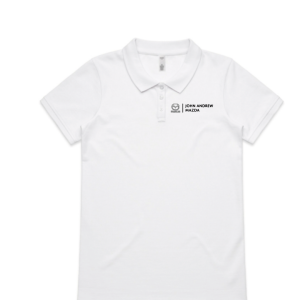 Womens Pique Polo, White, John Andrew Mazda Sales