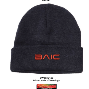 Wool Mix Beanie (50% Wool 50% Acrylic), Black, BAIC