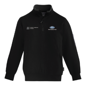 Unisex 1/4 Zip Brushed Fleece Pullover, Black/Charcoal, North Harbour Silverdale, Dual Branded